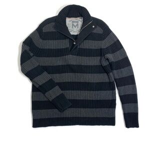 Mexx Sweater Men's Black and Gray Quarter Zip-Up Cotton